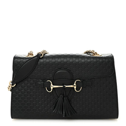 Microguccissima Medium Emily Chain Shoulder Bag Black