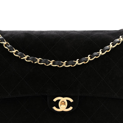 Suede Calfskin Small Souplissimo Maxi Flap Black