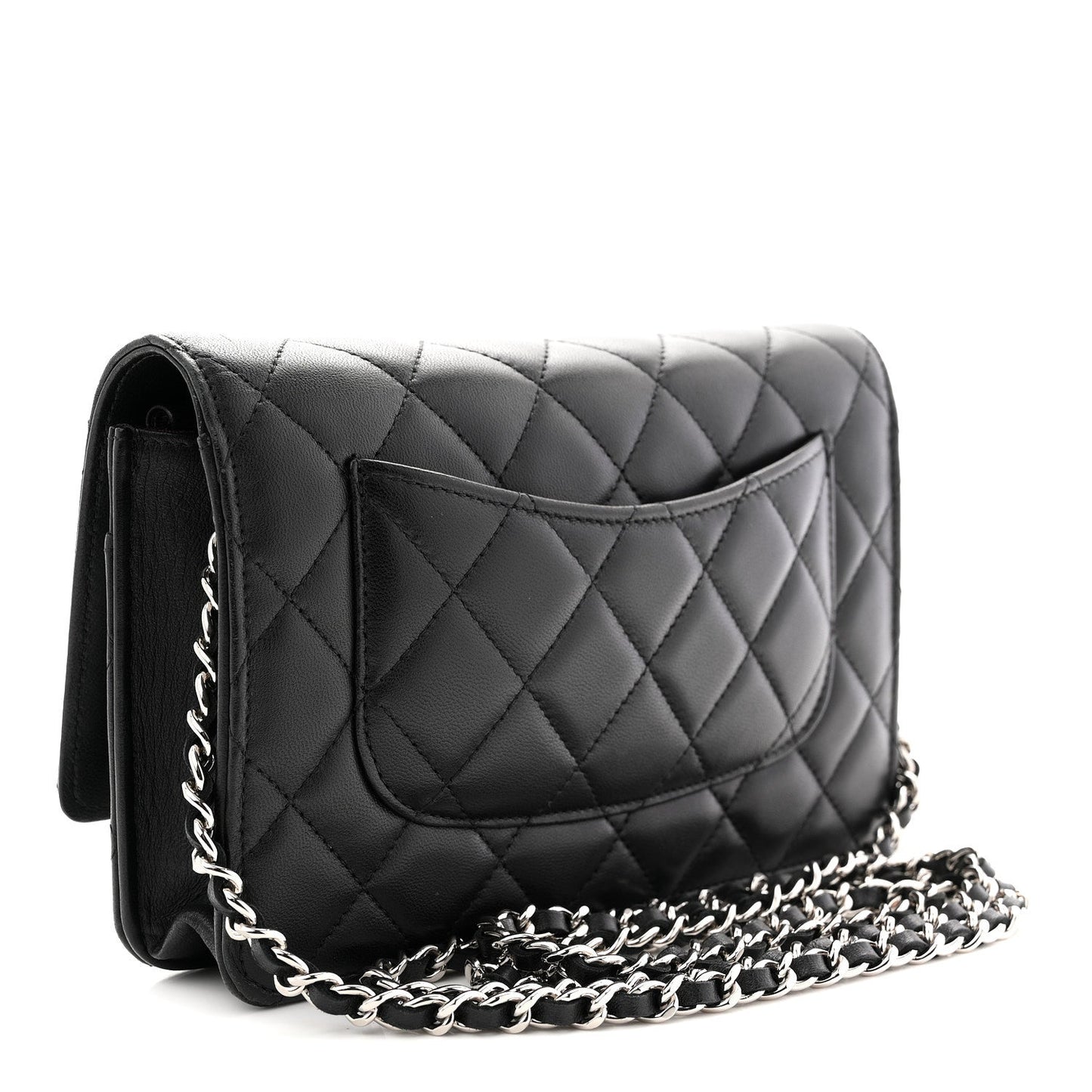Lambskin Quilted Wallet On Chain WOC Black