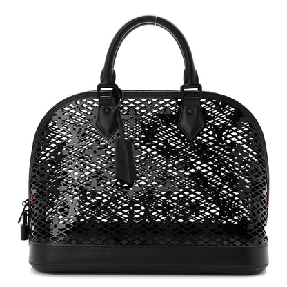 Patent Calfskin Laced Monogram Alma PM Black