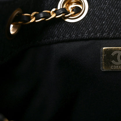 Washed Denim Quilted Mini Chanel 25 Handbag Black