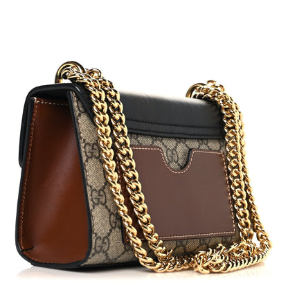 GG Supreme Monogram Calfskin Small Padlock Shoulder Bag Beige Black Cuir