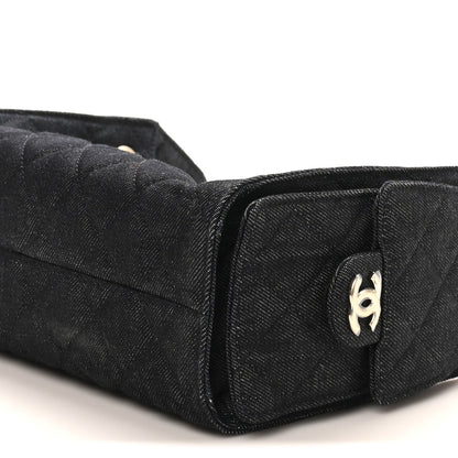 Denim Quilted Mini Chanel 25 Handbag Dark Blue