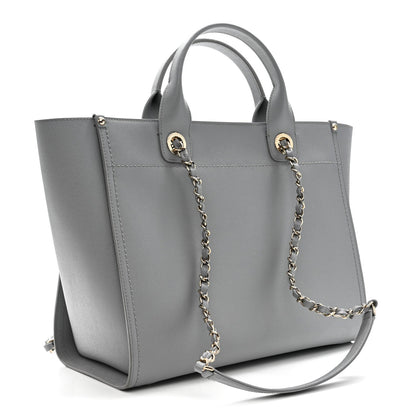 Caviar Studded Medium Deauville Tote Grey
