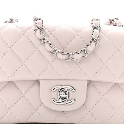 Lambskin Quilted Mini Rectangular Flap Light Purple