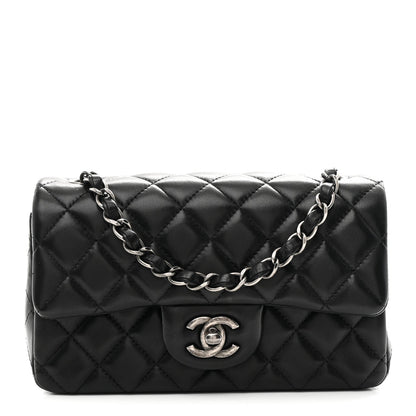 Lambskin Quilted Mini Rectangular Flap Black