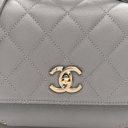 Caviar Quilted Small Business Affinity Flap Grey