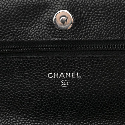 Caviar Quilted Wallet on Chain WOC Black