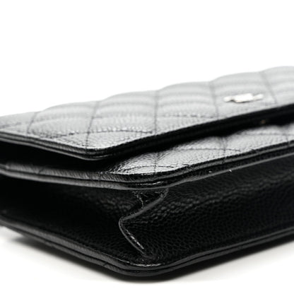 Caviar Quilted Wallet on Chain WOC Black