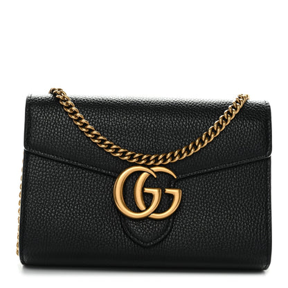 Calfskin GG Marmont Chain Wallet Black