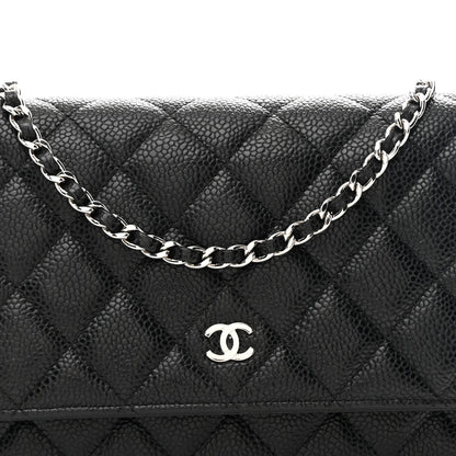Caviar Quilted Wallet on Chain WOC Black