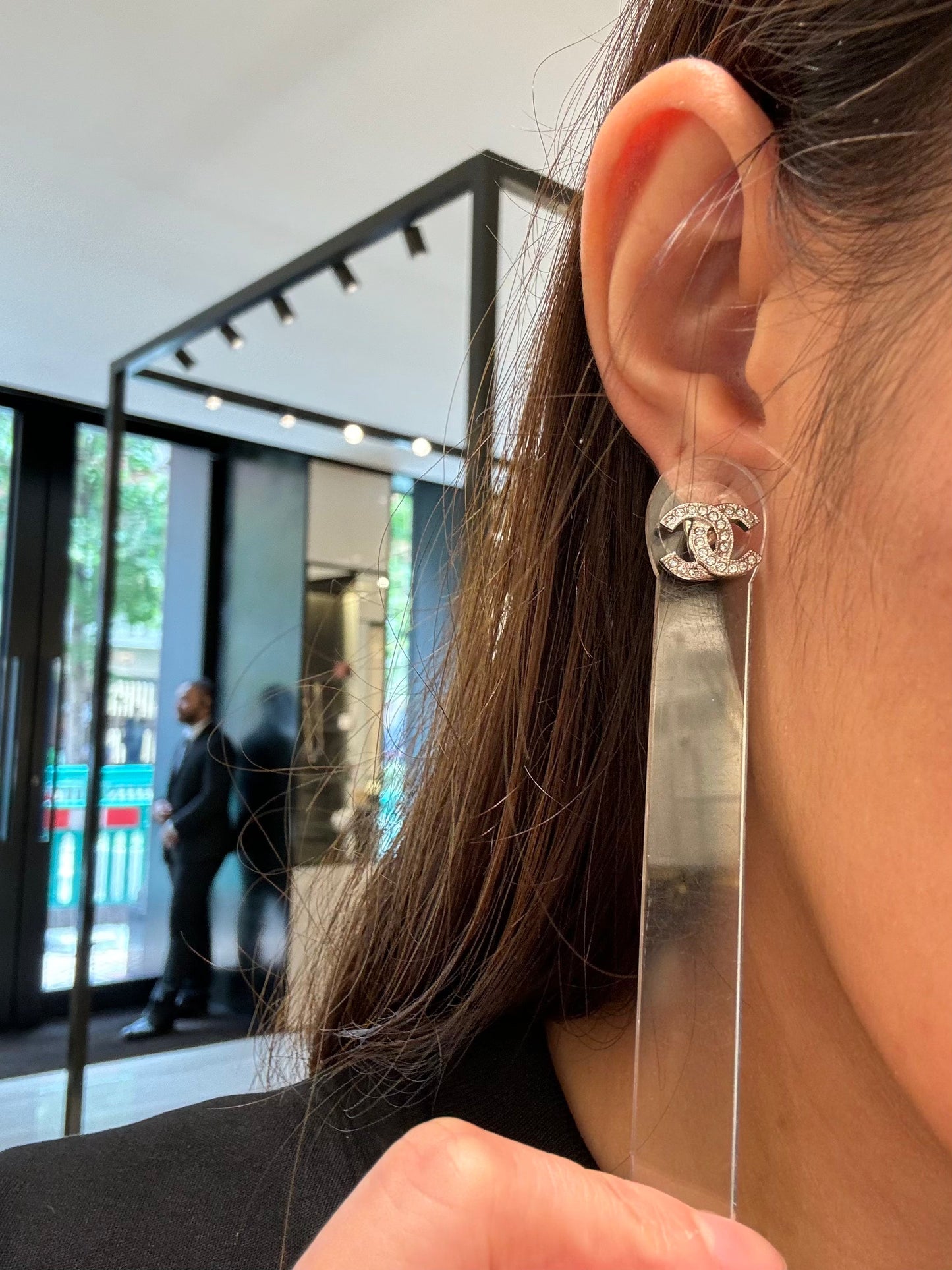 CHANEL ABE100 Classic Silver CC Earrings(Silver)