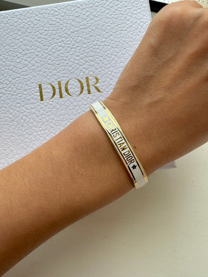 CHRISTIAN DIOR Dior Code Bangle Gold-Finish Metal(White)