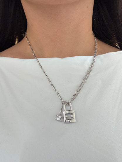 CELINE Triomphe Lock Necklace Brass(2 Colors)