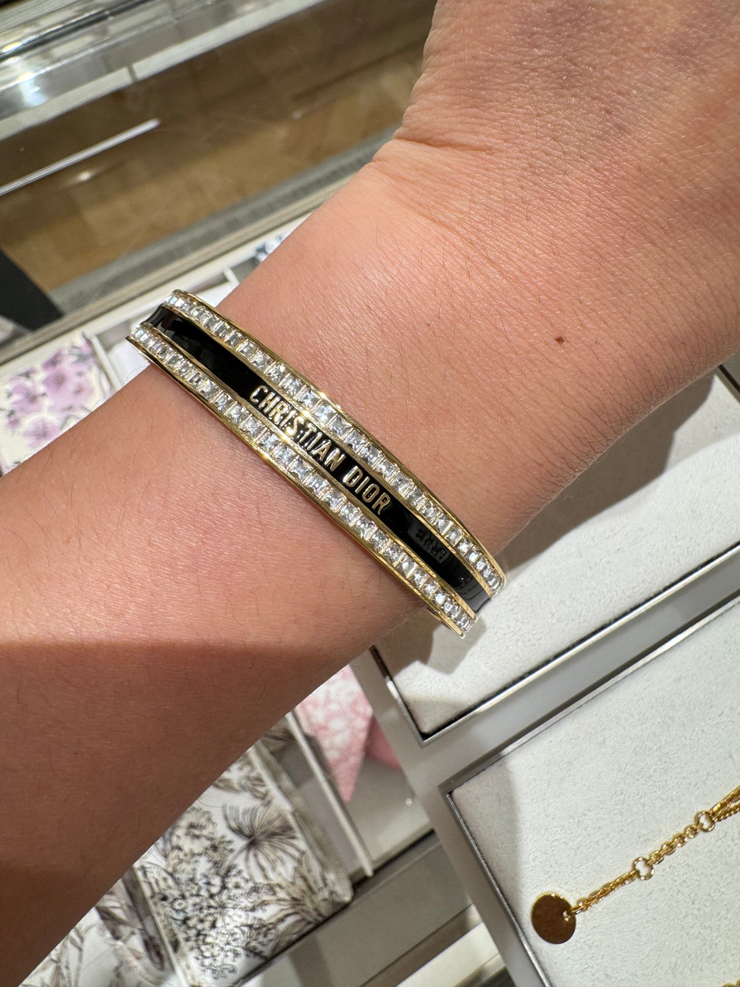 CHRISTIAN DIOR Dior Night Code Bangle Gold-Finish Metal(Black)