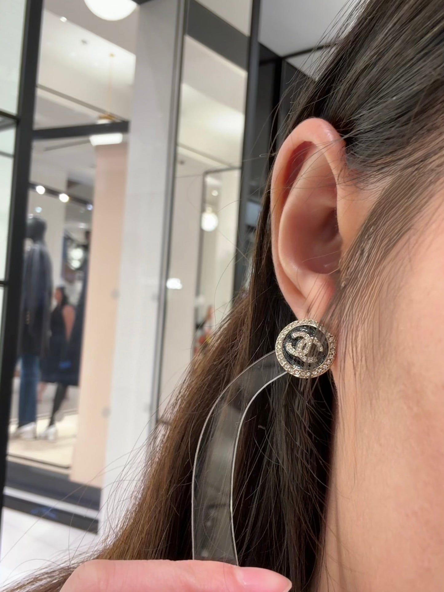 CHANEL Black CC Chanel Earrings(Black)