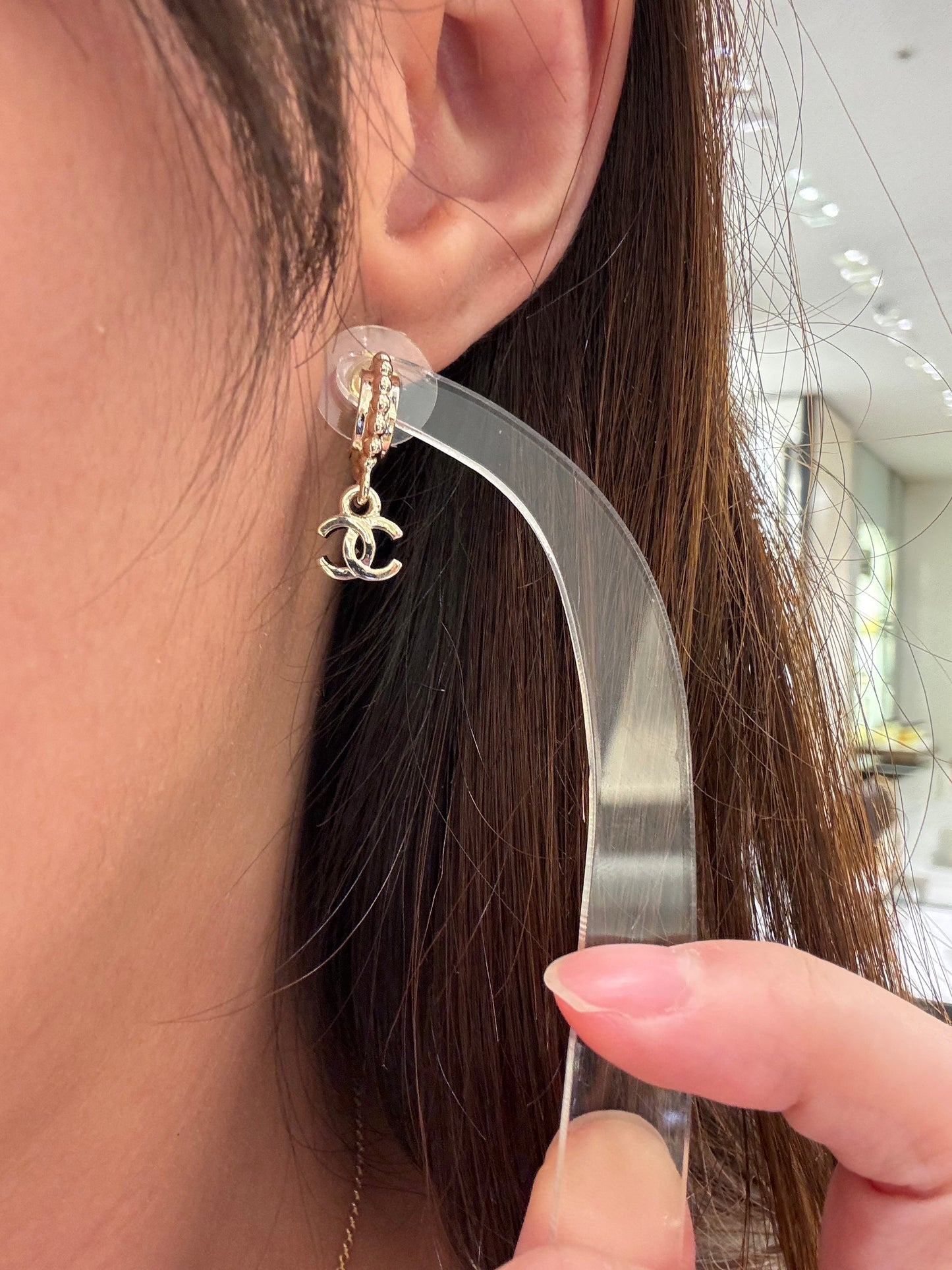 CHANEL CC Logo Drop Earrings(Gold)