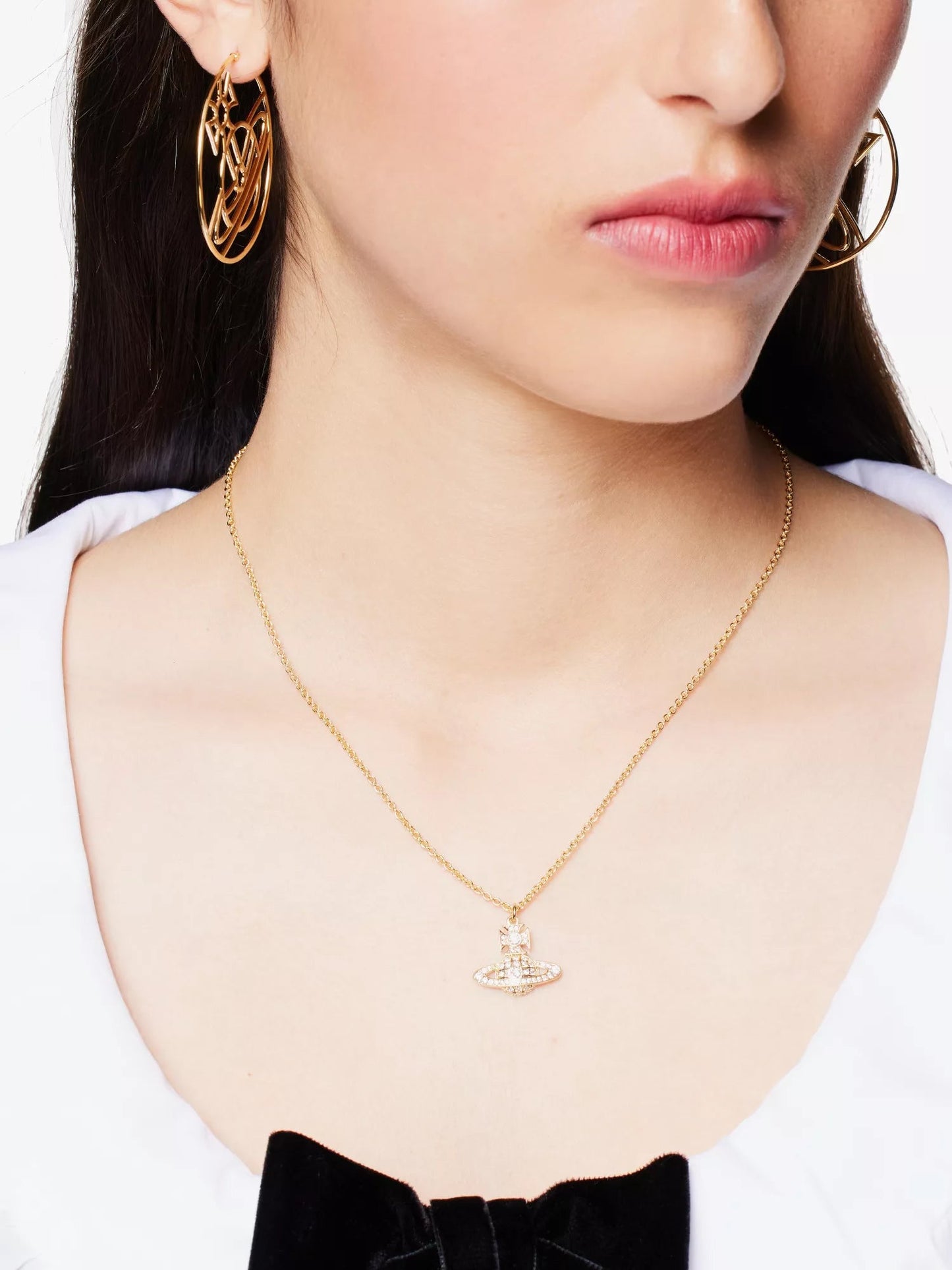 VIVIENNE WESTWOOD Carmela Brass and Cubic Zirconia Necklace(Gold)