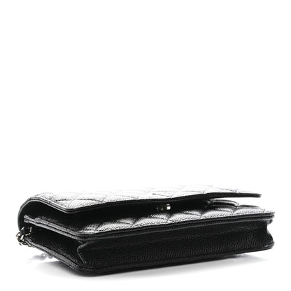 Caviar Quilted Wallet on Chain WOC Black