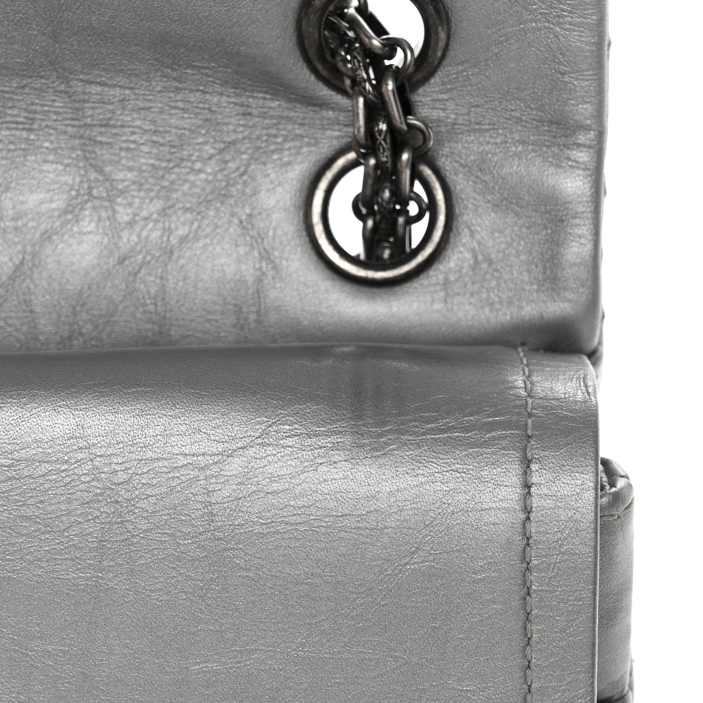 Metallic Aged Calfskin Quilted 2.55 Reissue 226 Flap Silver