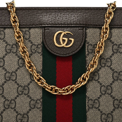 GG Supreme Monogram Web Medium Ophidia Chain Shoulder Bag Brown