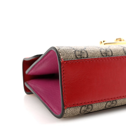 GG Supreme Monogram Calfskin Small Padlock Shoulder Bag Beige Hibiscus Red New Rosette
