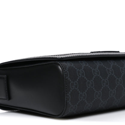 GG Supreme Monogram Appia Calfskin Web Crossbody Bag Black Grey