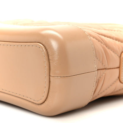 Aged Calfskin Chevron Quilted Small Gabrielle Hobo Beige