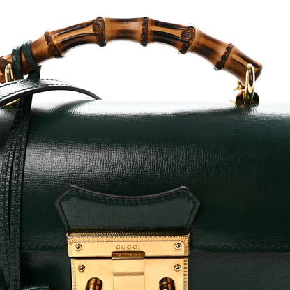Azalea Calfskin Small Padlock Bamboo Shoulder Bag Vintage Green