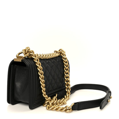 Caviar Quilted Small Boy Flap Black