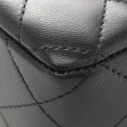 Lambskin Quilted Mini Rectangular Flap Black White
