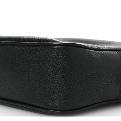 Pebbled Calfskin Small Soho Disco Bag Black