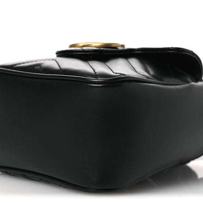 Calfskin Matelasse Front Pocket Mini GG Marmont Bucket Bag Black