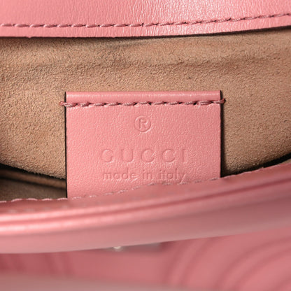 Calfskin Matelasse Mini GG Marmont Top Handle Shoulder Bag Wild Rose