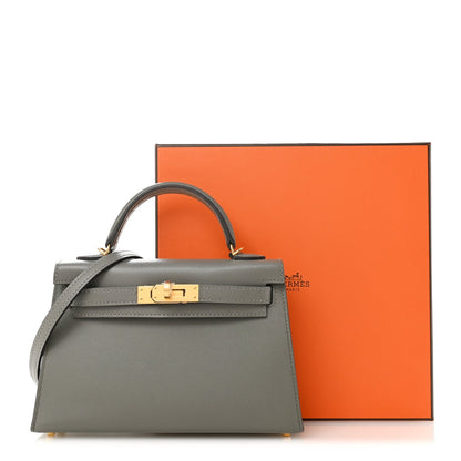 Madame Calfskin Mini Kelly Sellier 20 Gris Meyer