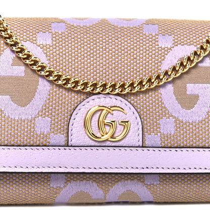 Monogram Jumbo GG Textured Dollar Calfskin Ophidia Continental Wallet On Chain Beige Lapis