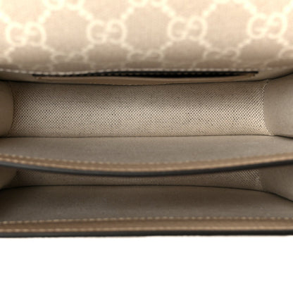 GG Supreme Monogram Textured Dollar Calfskin Mini Retro Interlocking G Flap Shoulder Bag Beige Mystic White Oatmeal
