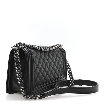 Caviar Quilted Medium Boy Flap Black