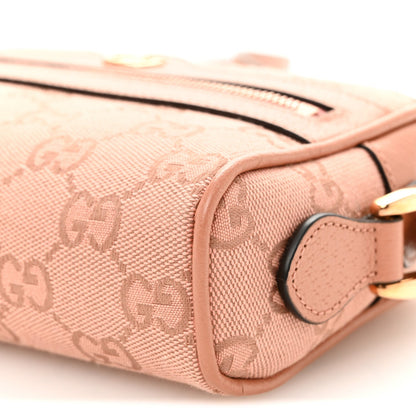 Monogram Textured Dollar Calfskin Mini Ophidia Shoulder Bag Cloche Rose Pink