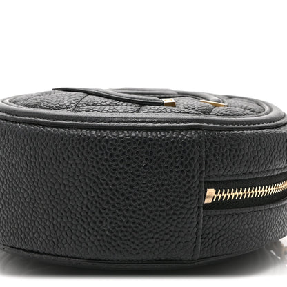 Caviar Quilted Round Filigree Crossbody Black