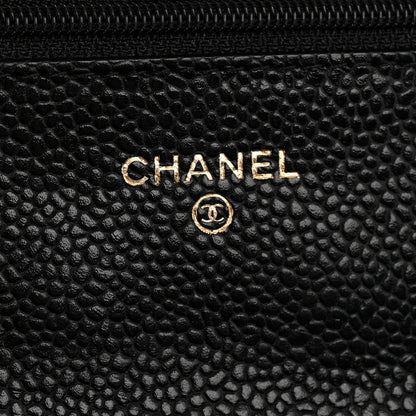 Caviar Quilted Wallet on Chain WOC Black