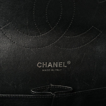 Patent Quilted Jumbo Double Flap Black