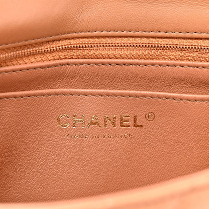 Lambskin Quilted Mini Rectangular Flap Brown