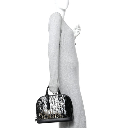 Patent Calfskin Laced Monogram Alma PM Black