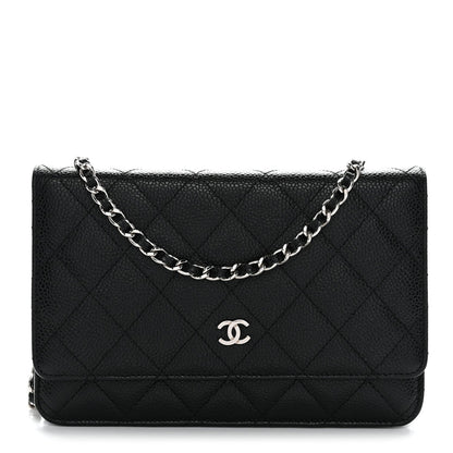 Caviar Quilted Wallet on Chain WOC Black