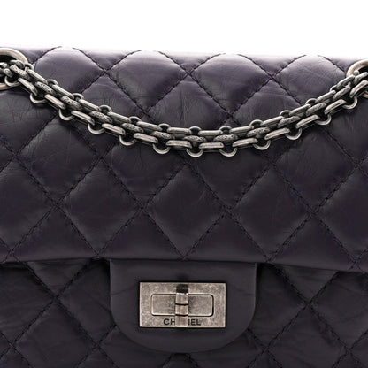 Aged Calfskin Quilted 2.55 Reissue Mini Flap Dark Purple