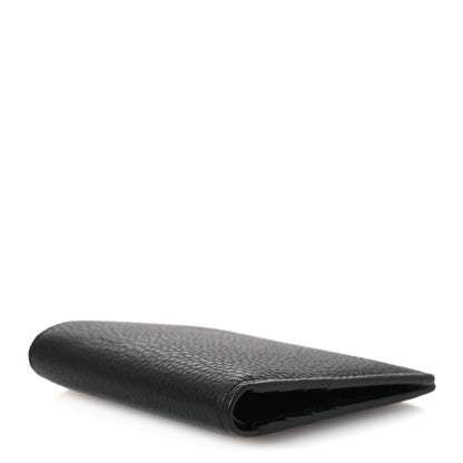 Grained Calfskin Vertical Bi-fold Wallet Black