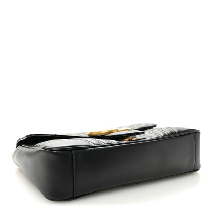 Calfskin Matelasse Medium GG Marmont Shoulder Bag Black