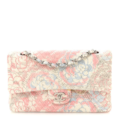 Tweed Quilted Camellia Medium Double Flap Ivory Multicolor