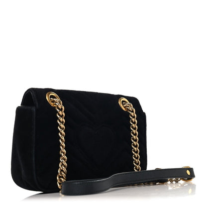 Velvet Matelasse Mini GG Marmont Shoulder Bag Black